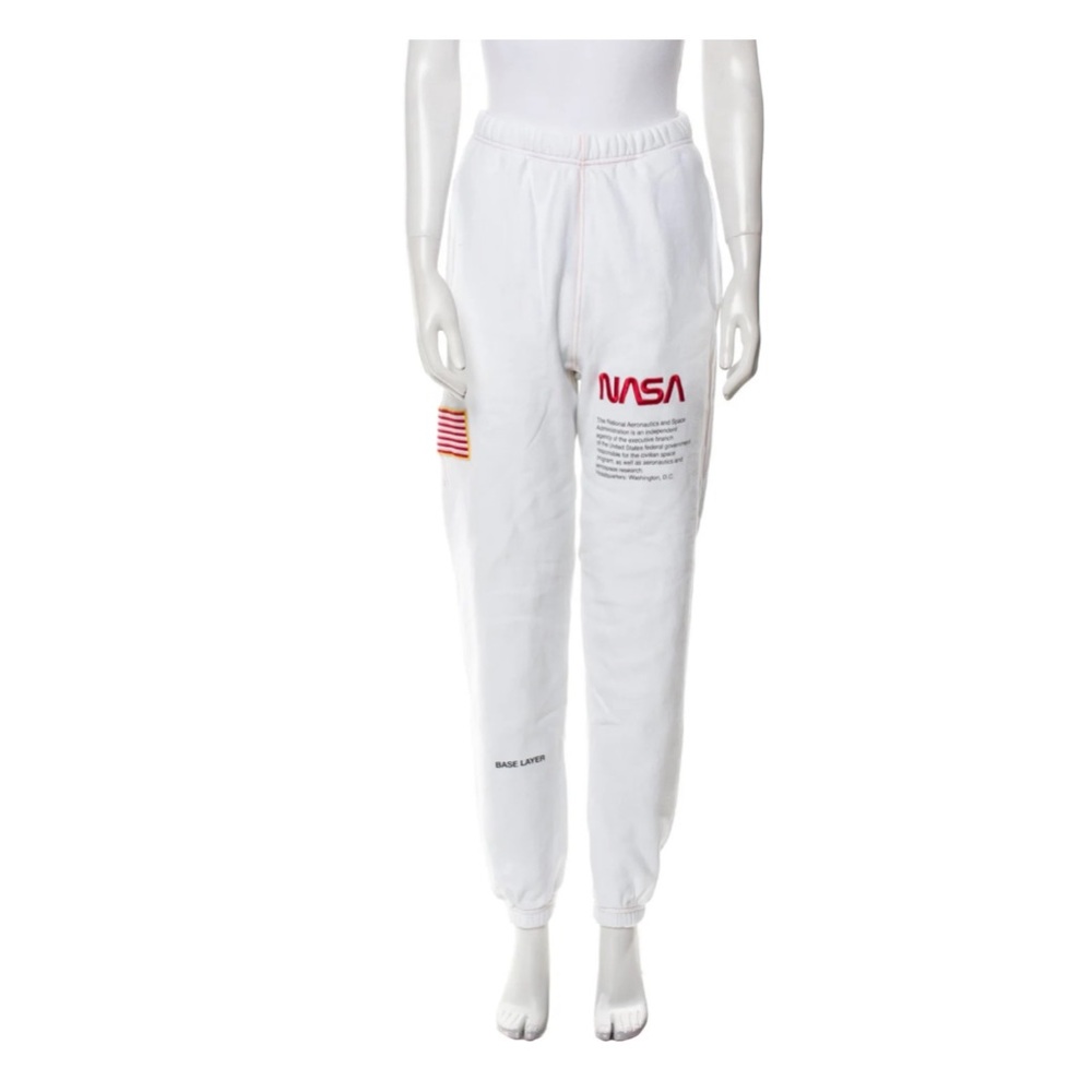 Heron Preston White Sweatpants with Red NASA and Flag Details size XS